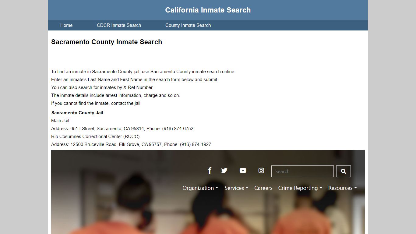 Sacramento County Inmate Search